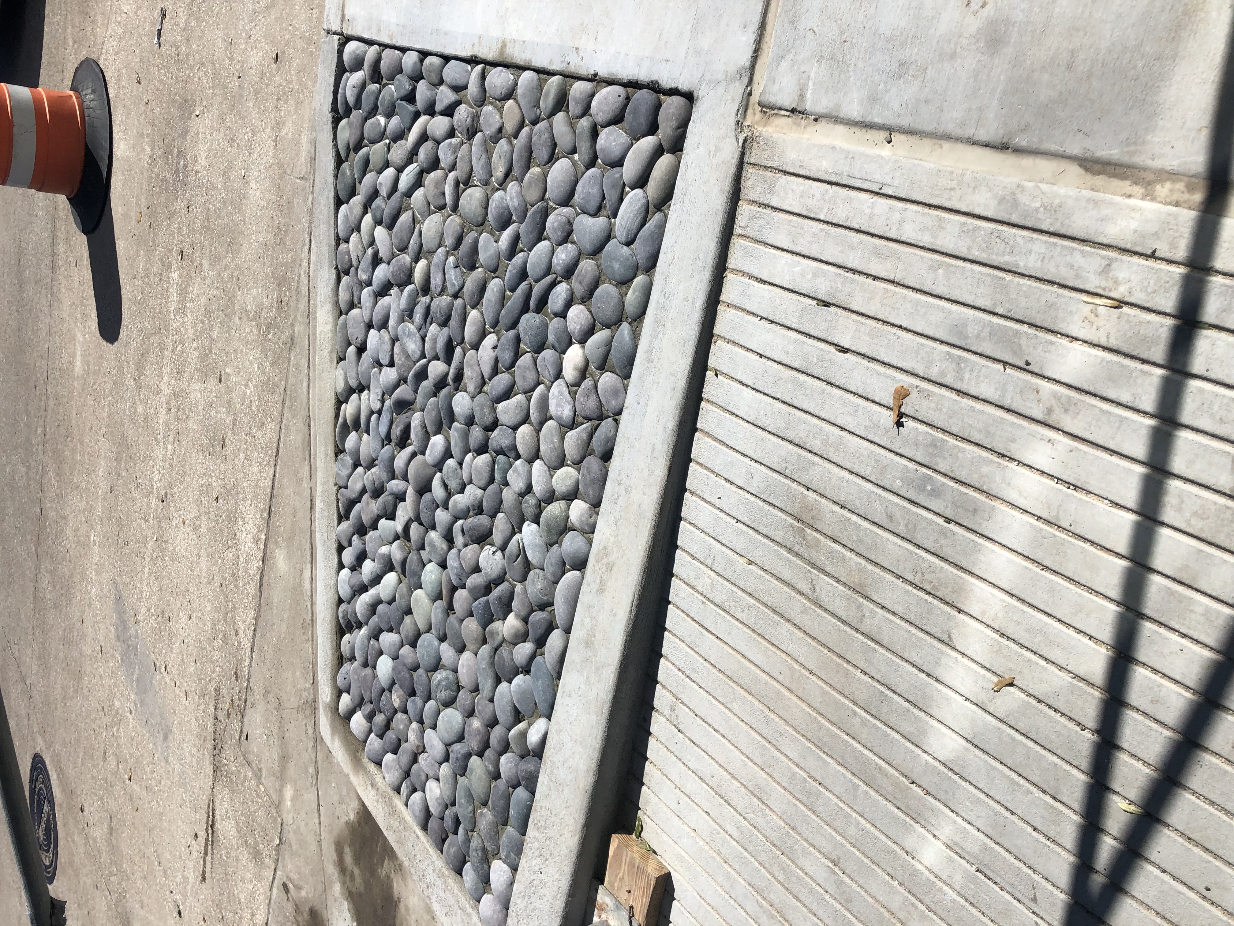 Decorative pebble inlay concrete work