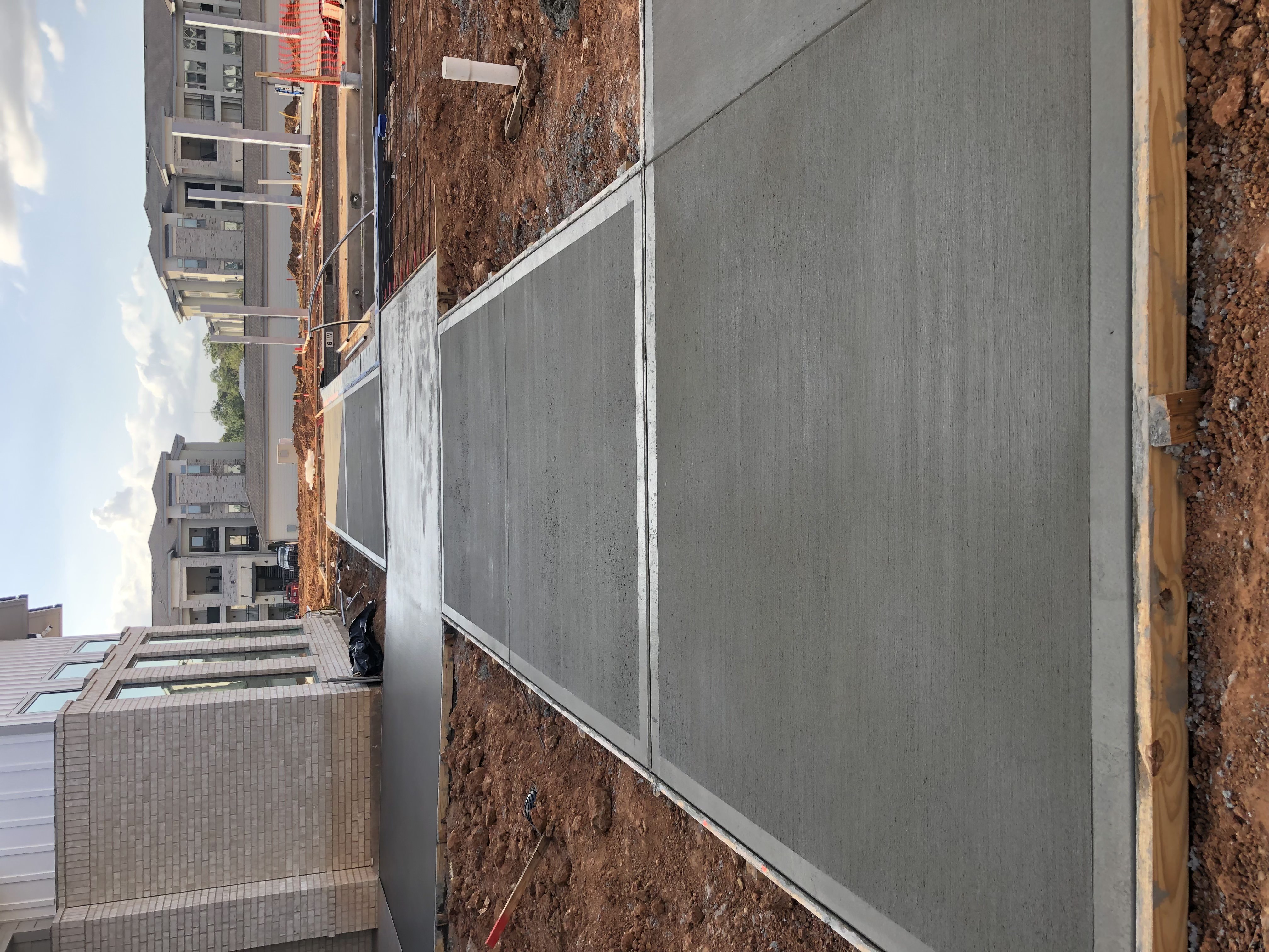 Concrete wall pour with construction site