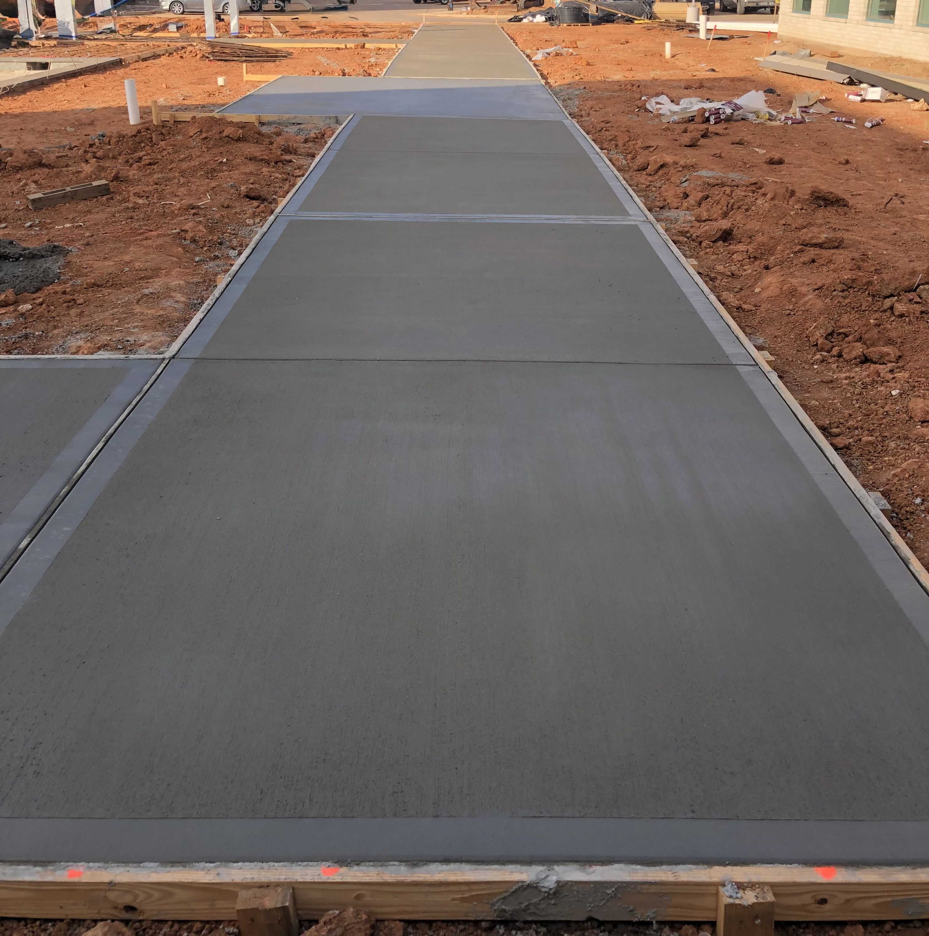 Fresh concrete driveway